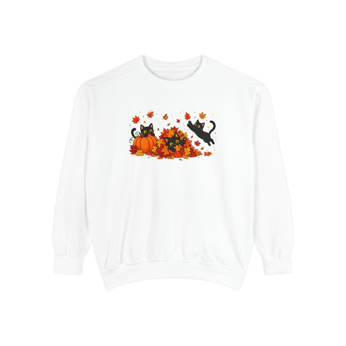Black Cat & Pumpkin Patch Crewneck for Autumn Porch Nights