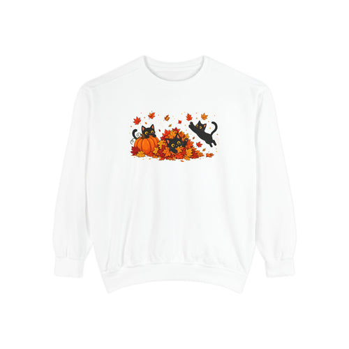 Black Cat & Pumpkin Patch Crewneck for Autumn Porch Nights