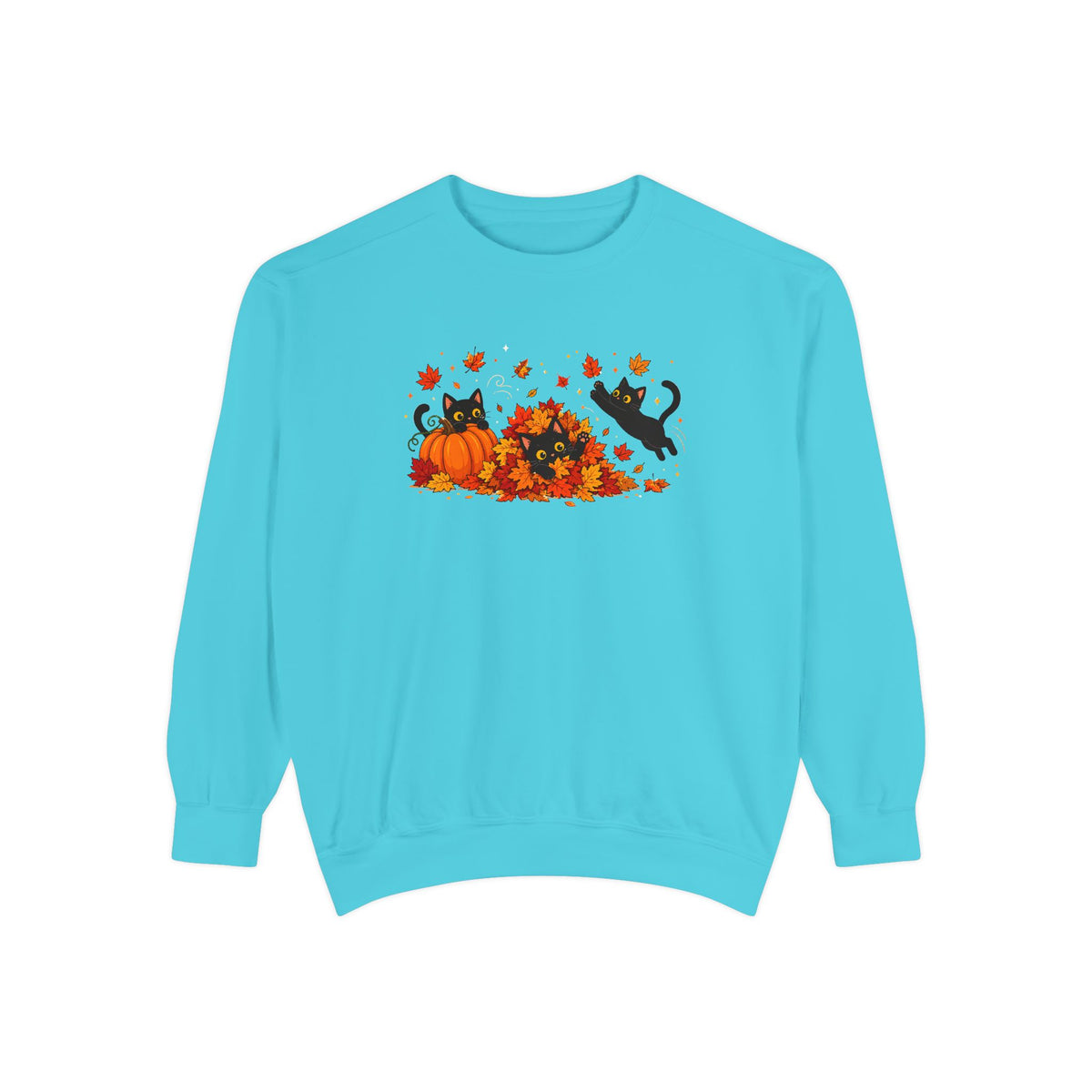 Black Cat & Pumpkin Patch Crewneck for Autumn Porch Nights