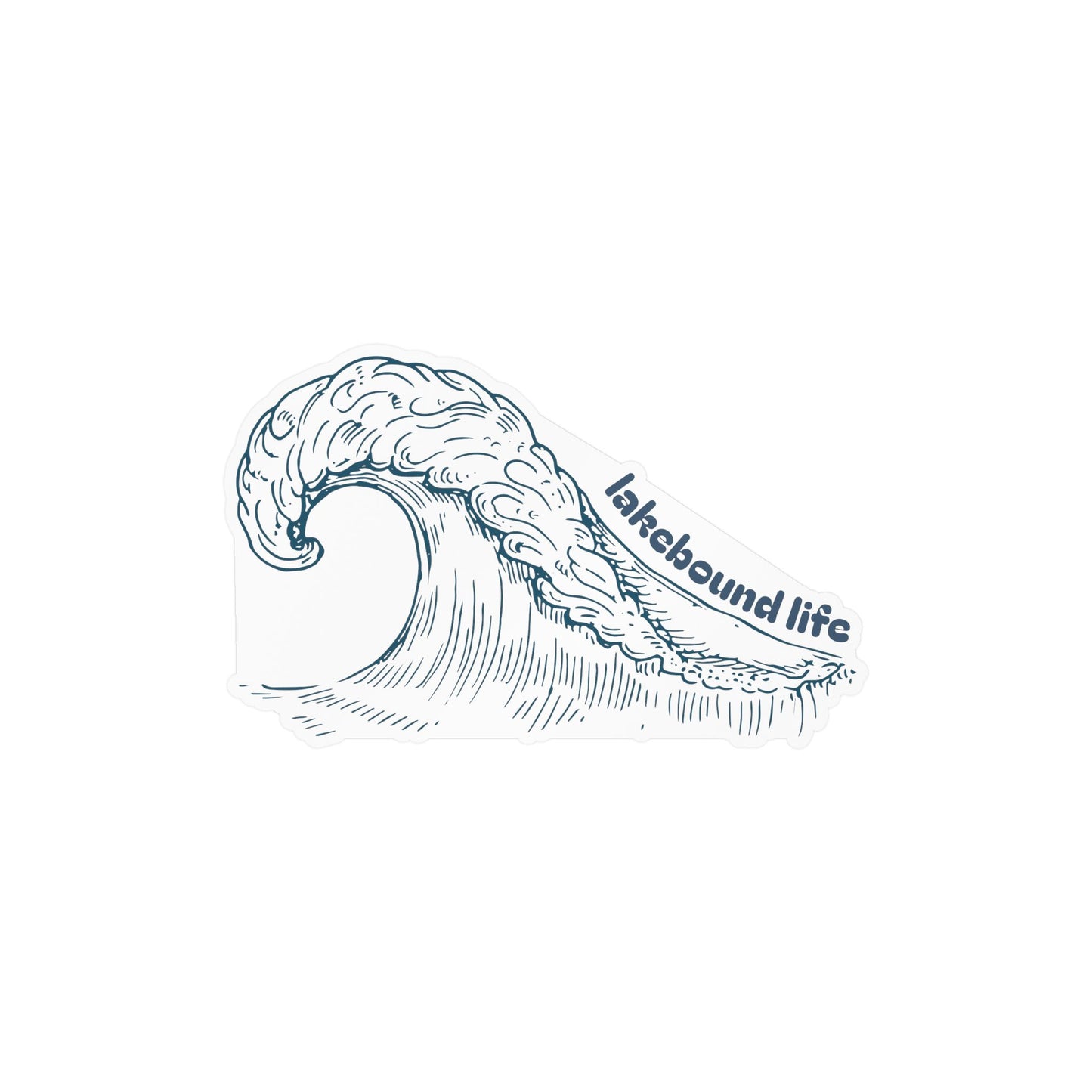 Vinyl Decal — Hand-Drawn Wave "lakebound life" Sticker