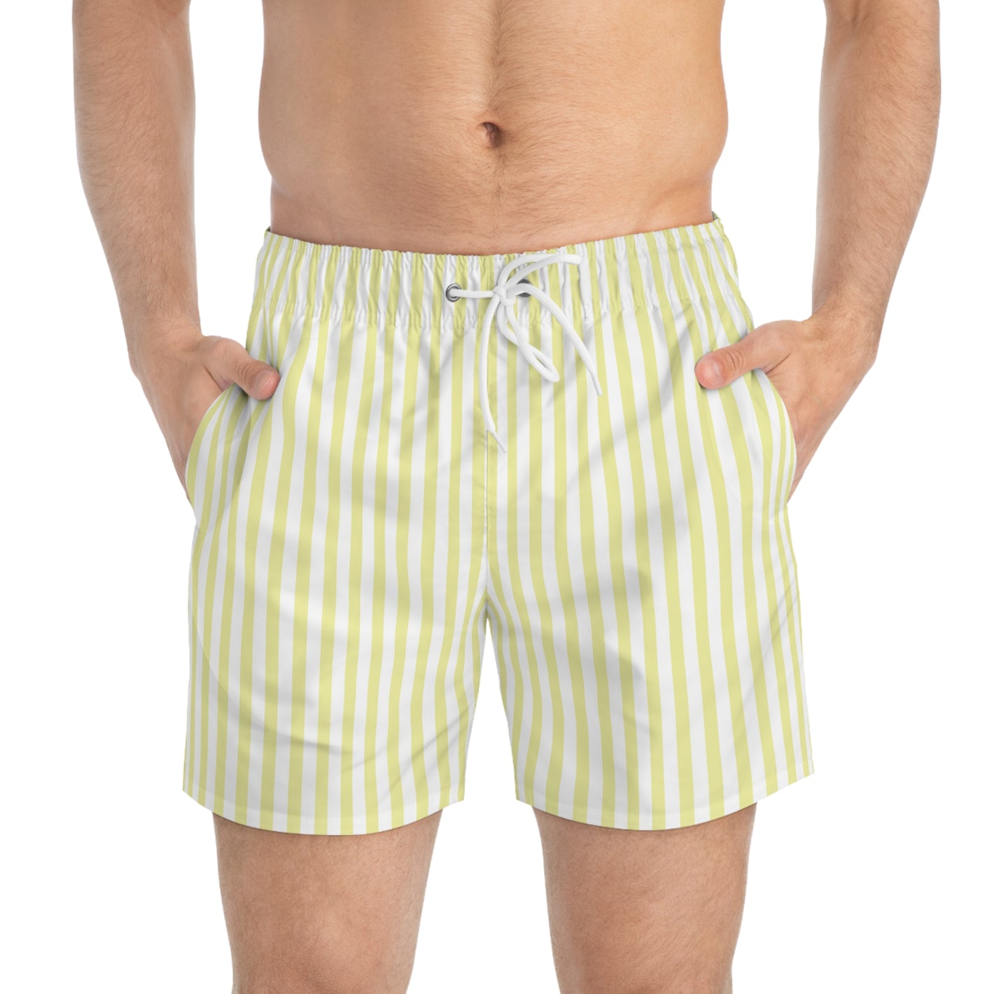 Yellow Stripe Swim Trunks – Men's Summer Beach Shorts