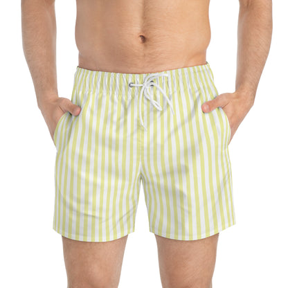 Yellow Stripe Swim Trunks – Men's Summer Beach Shorts