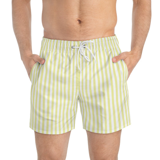 Yellow Stripe Swim Trunks – Men's Summer Beach Shorts