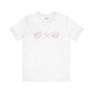 Seashell Trio Tee: Pink Shell & Starfish Graphic T-Shirt