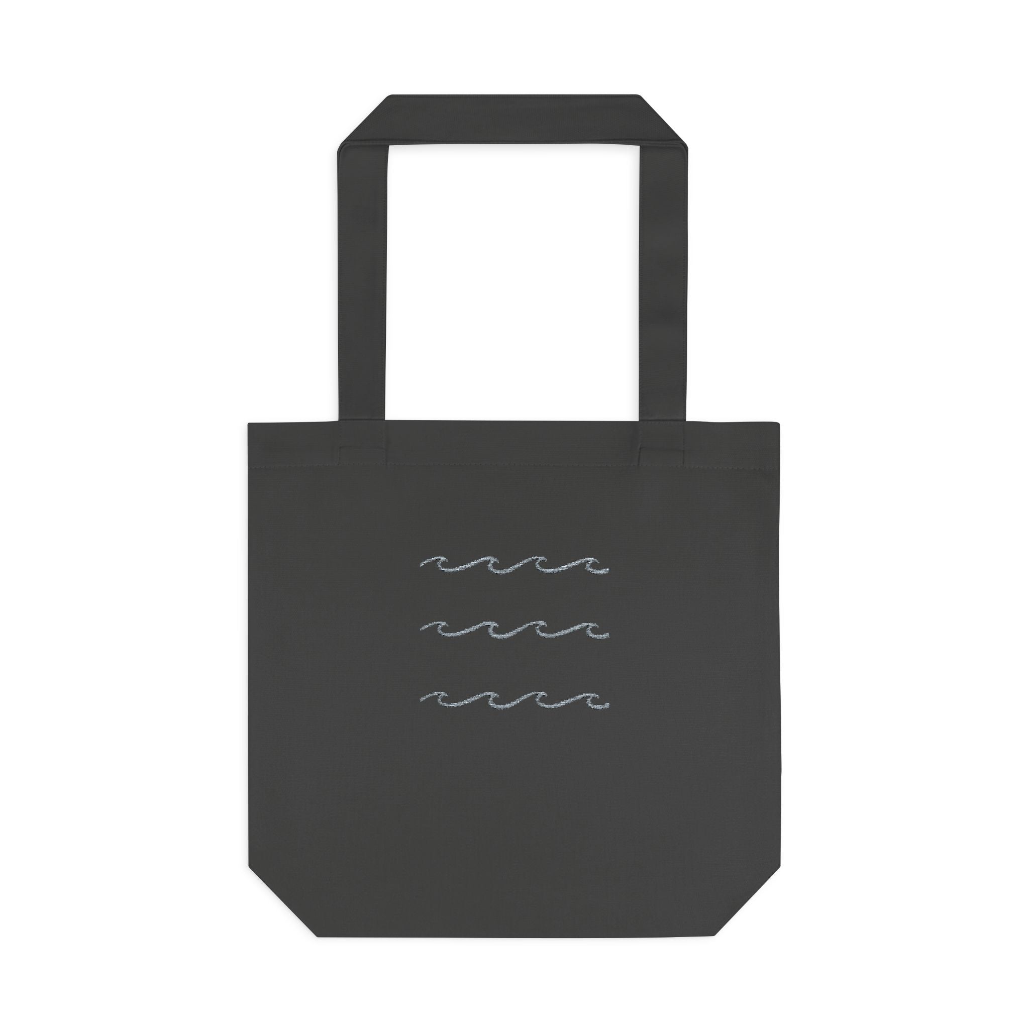 Embroidered Wave Pattern Tote Bag