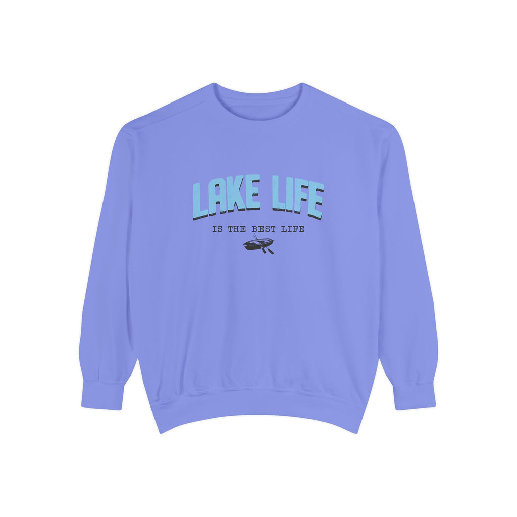 Lake Life Cozy Crewneck with Embroidered Canoe Detail