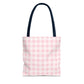 Pastel Pink Gingham Checkered Canvas Everyday Tote