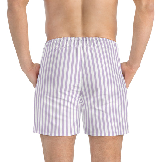 Purple Vertical Stripe Swim Trunks