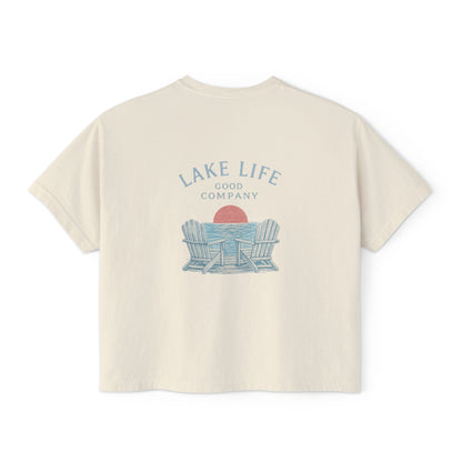 Lake Life Boxy Tee — "Lake Life, Good Company" Graphic