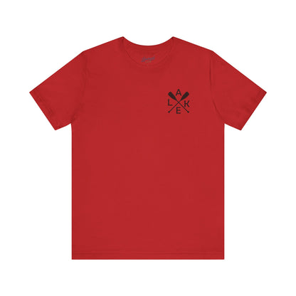 Lake Oar Graphic Tee: LAKE Crossed Oars Chest & Back T-Shirt