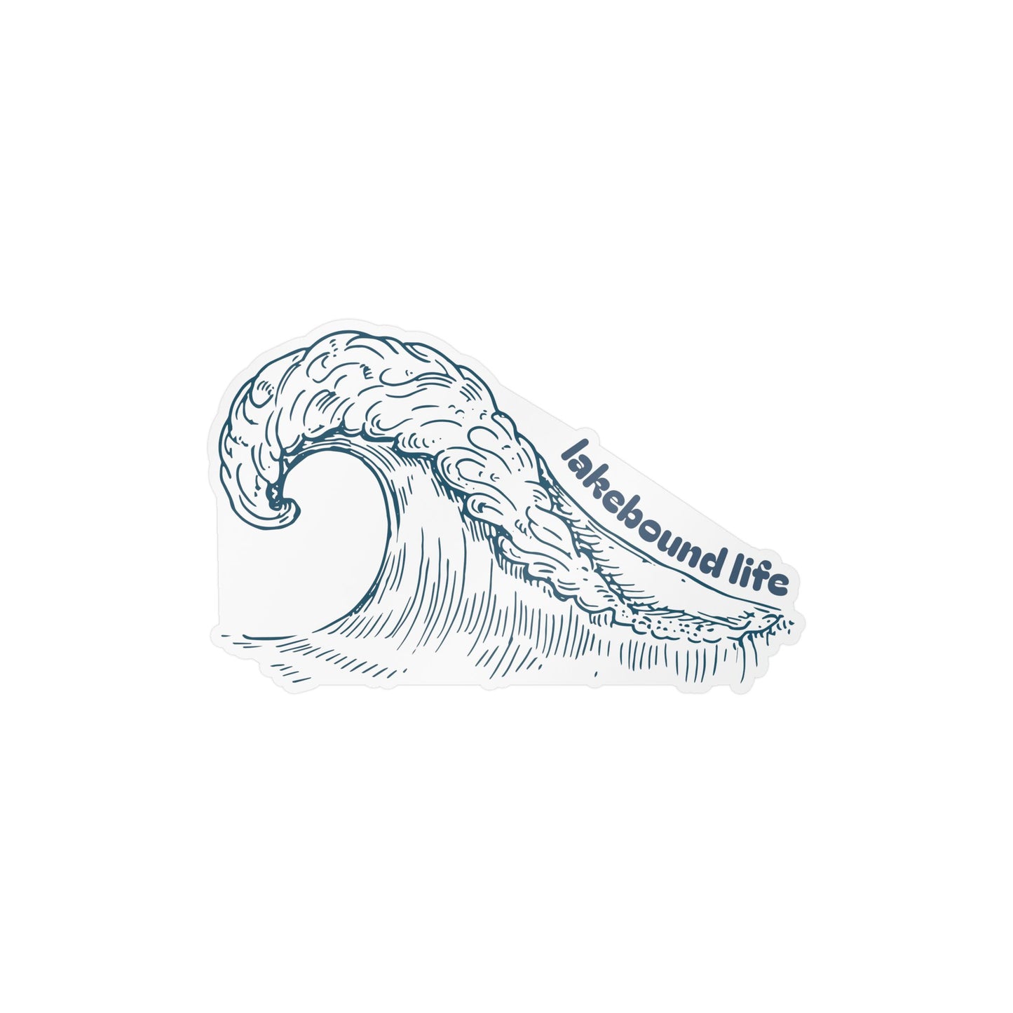 Vinyl Decal — Hand-Drawn Wave "lakebound life" Sticker