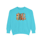 Fall Leopard Plaid Sweatshirt with Autumn Leaves Graphic