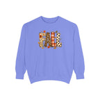 Fall Leopard Plaid Sweatshirt with Autumn Leaves Graphic