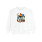 Bonfire Season Pullover with Hand-Drawn Flame Graphic