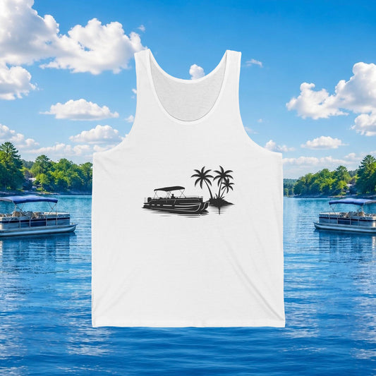 Pontoon Boat Tank Top — Lakeside Palm Shore Graphic Tank