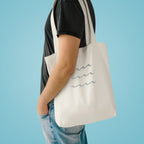 Embroidered Wave Pattern Tote Bag