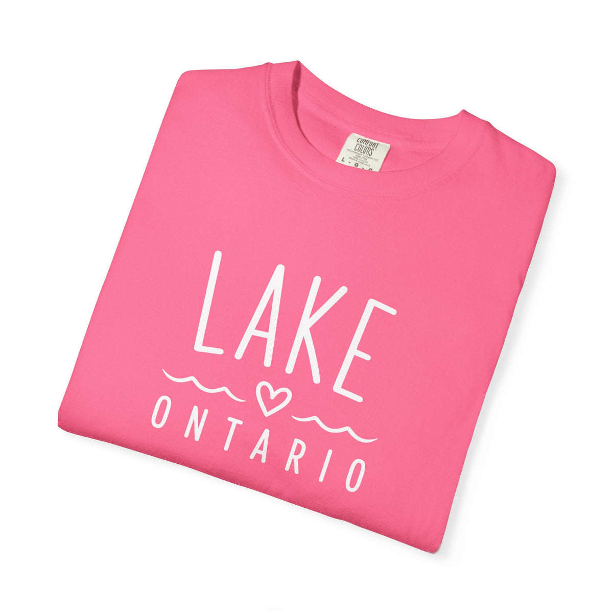 Lake Ontario Tee with Hand-Drawn Heart & Wave Graphic