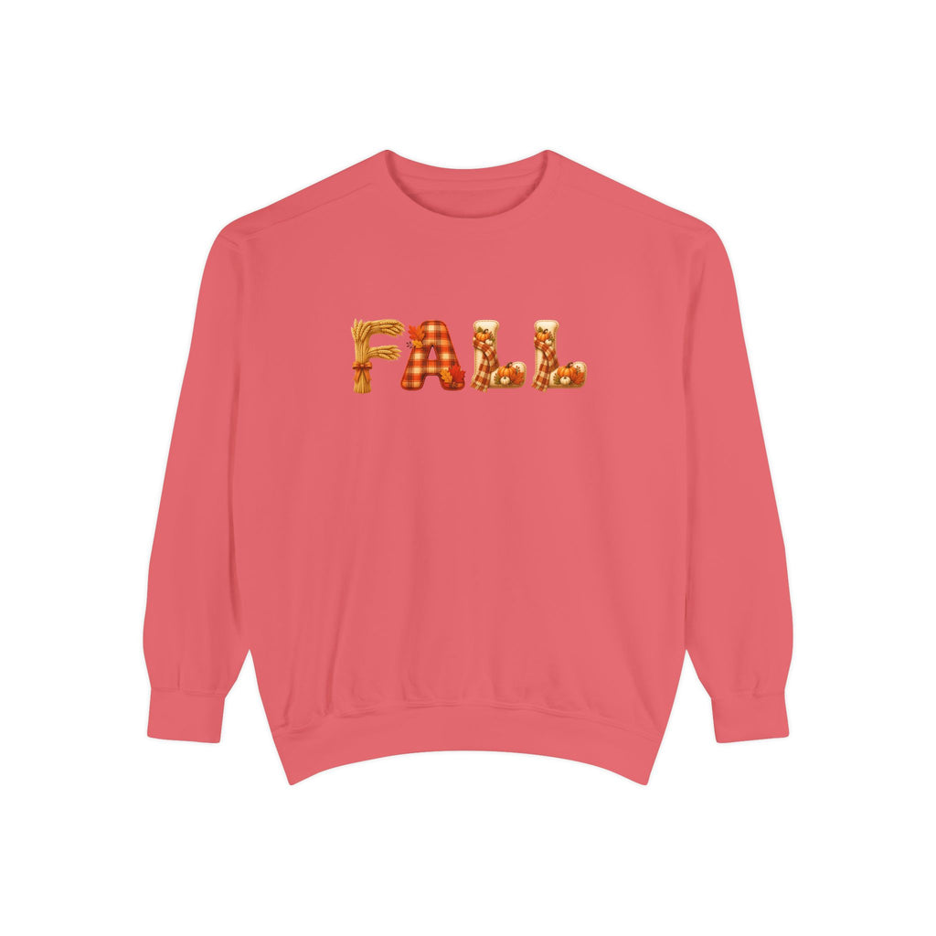 Garment-Dyed FALL Crewneck with Leaf-Strewn Lettering