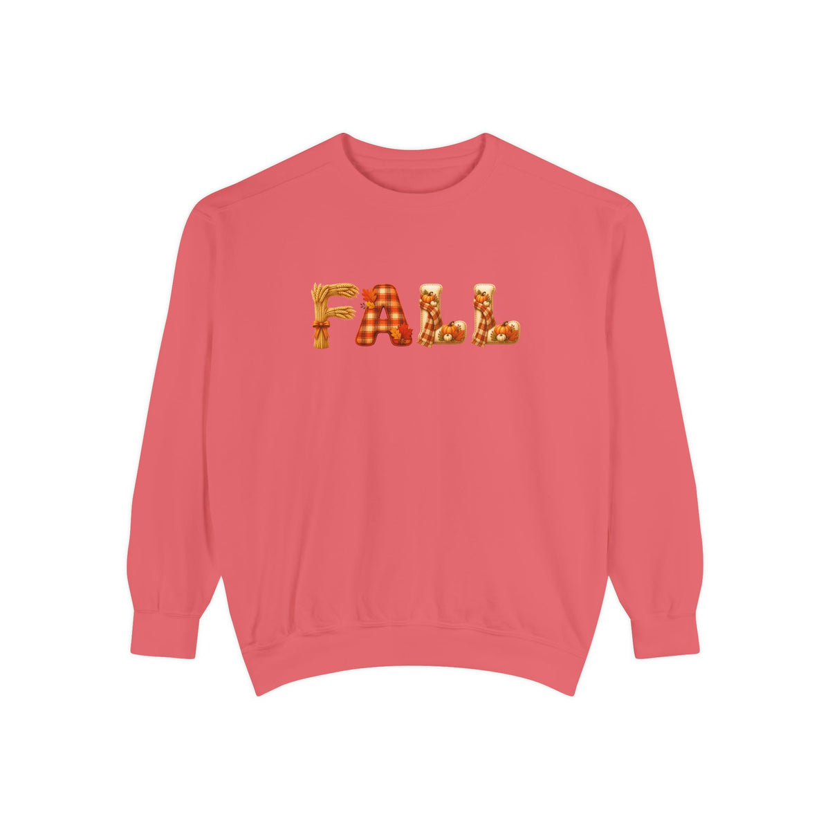 Garment-Dyed FALL Crewneck with Leaf-Strewn Lettering