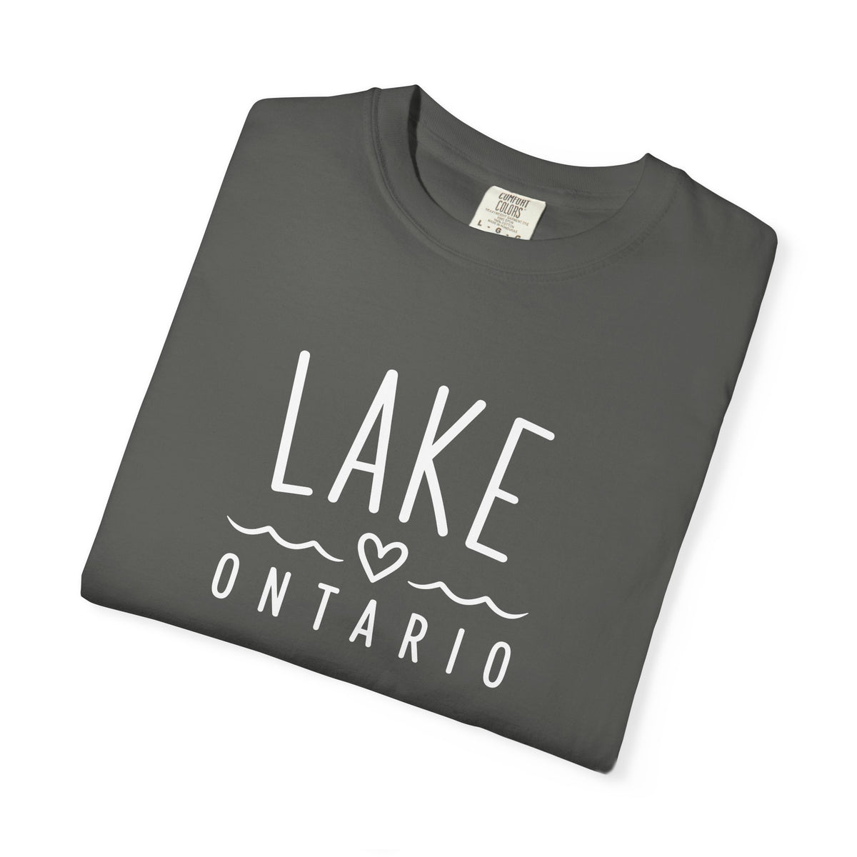 Lake Ontario Tee with Hand-Drawn Heart & Wave Graphic