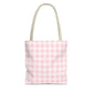 Pastel Pink Gingham Checkered Canvas Everyday Tote
