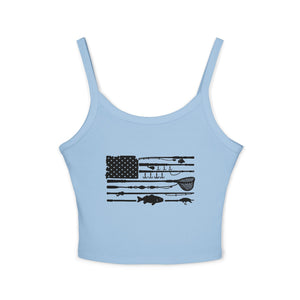 Fishing American Flag Crop Tank for Women