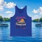 Living On Lake Time Tank Top — Retro Boat Lake Life Graphic Tank