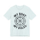 Nautical "My Boat My Rules" Graphic Tee — Captain Wheel Shirt for Boaters