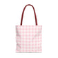 Pastel Pink Gingham Checkered Canvas Everyday Tote