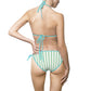 Striped Mint Triangle Bikini — Women's Tie-Side Two-Piece Swimsuit