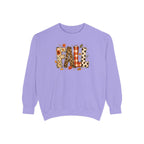 Fall Leopard Plaid Sweatshirt with Autumn Leaves Graphic