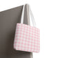 Pastel Pink Gingham Checkered Canvas Everyday Tote