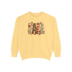 Fall Leopard Plaid Sweatshirt with Autumn Leaves Graphic