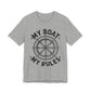 Nautical "My Boat My Rules" Graphic Tee — Captain Wheel Shirt for Boaters