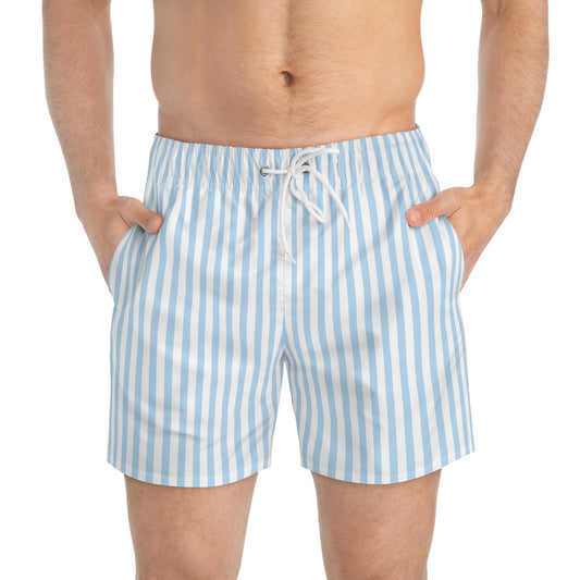 Light Blue Seersucker Stripe Swim Trunks