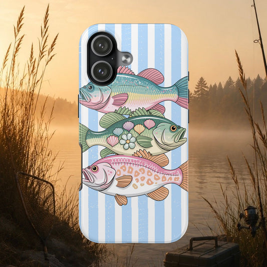 Tough Phone Case — Pastel Fishing Fish Pattern (Striped)