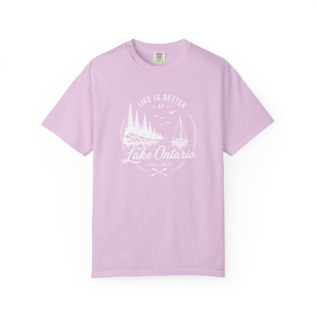 Lake Ontario Tee, Life Is Better at the Lake Sailboat Graphic