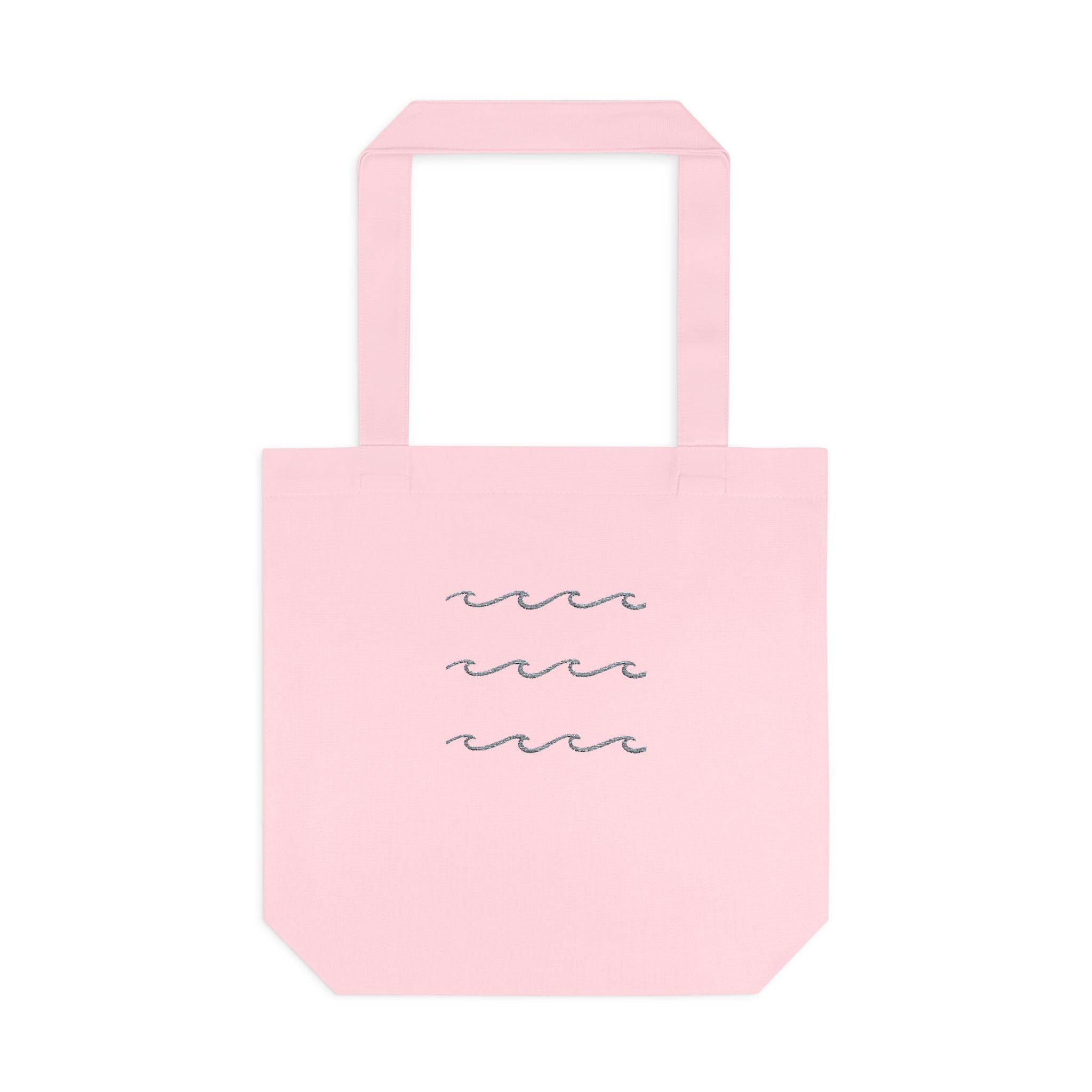 Embroidered Wave Pattern Tote Bag