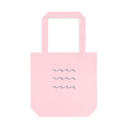 Wave Pattern Tote Bag: Minimalist Beach Cotton Tote