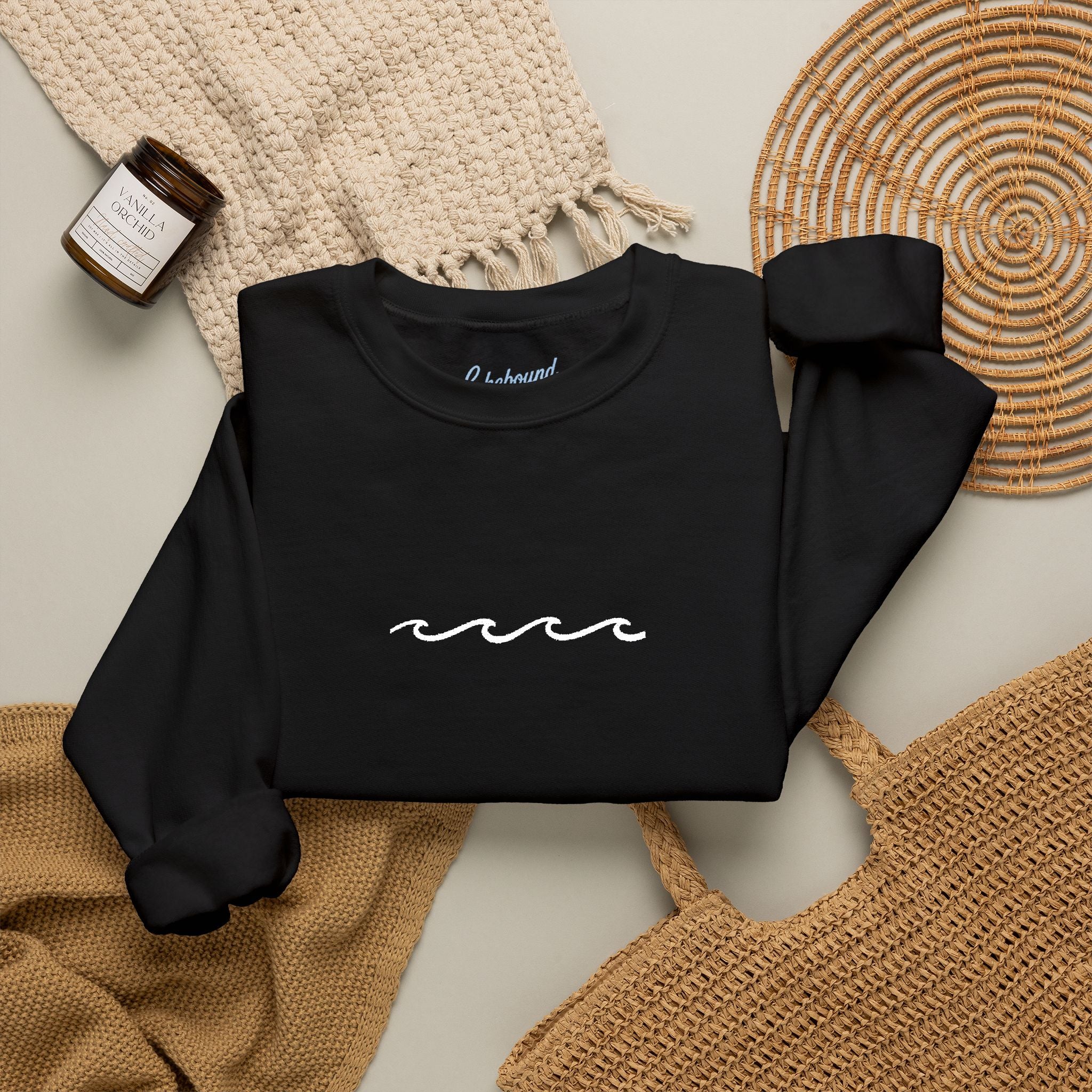 Embroidered Wave Crewneck