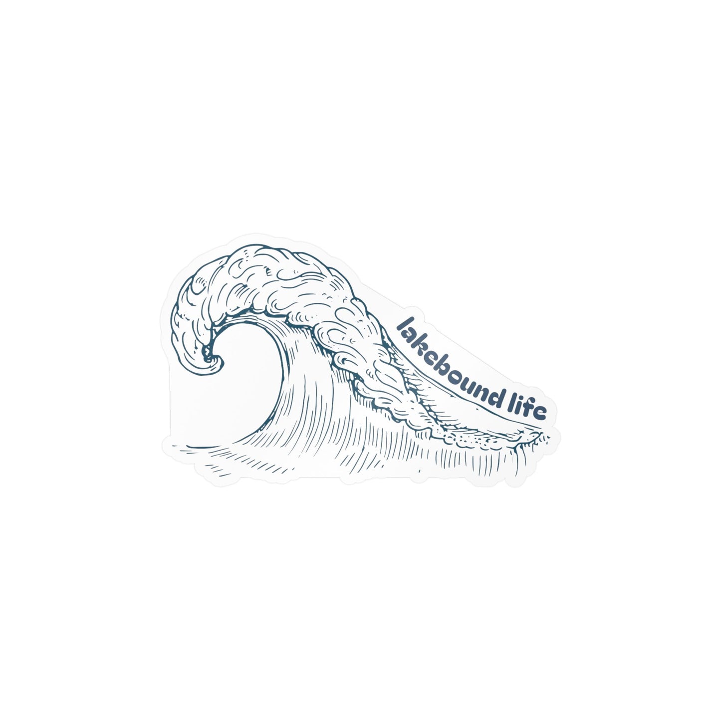 Vinyl Decal — Hand-Drawn Wave "lakebound life" Sticker
