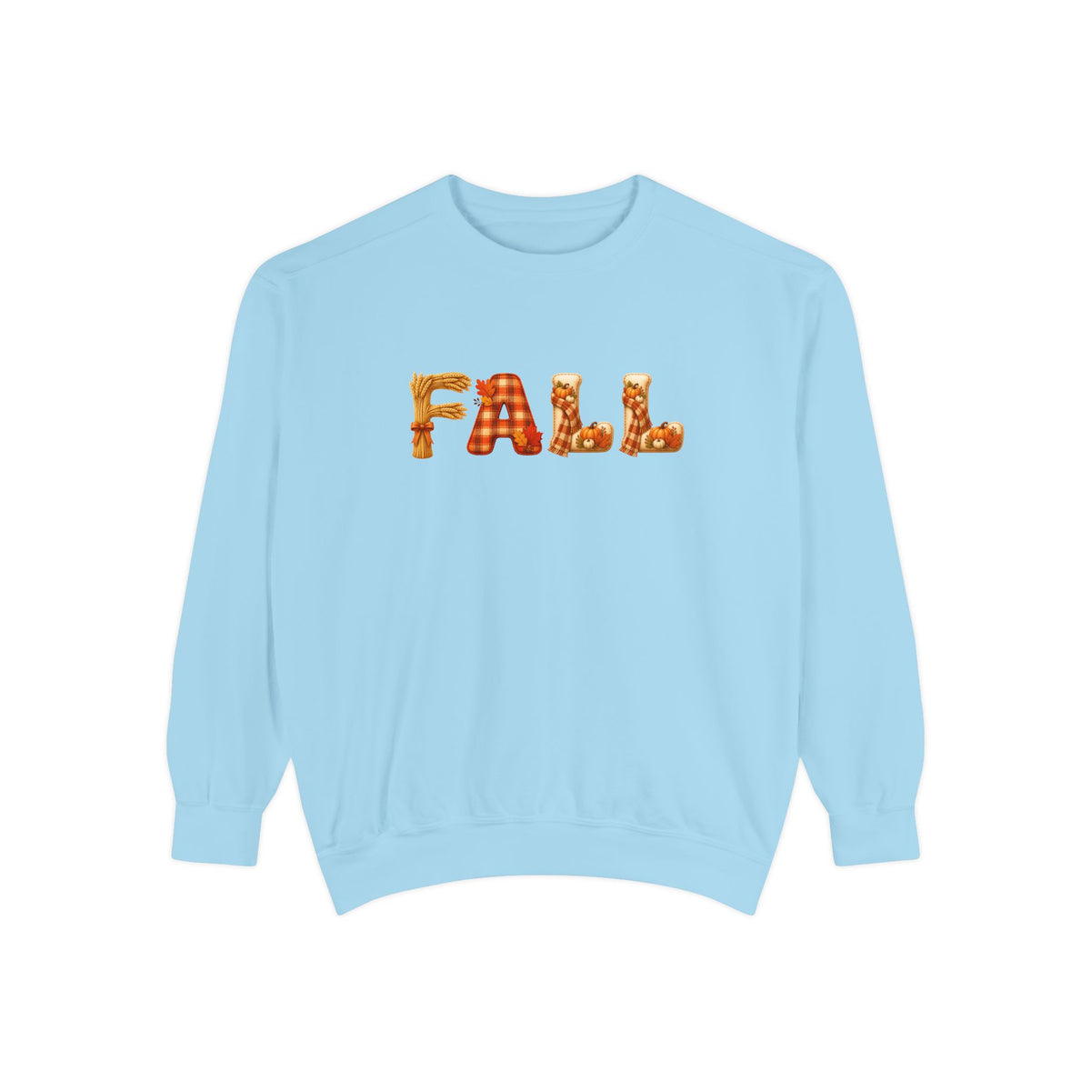 Garment-Dyed FALL Crewneck with Leaf-Strewn Lettering