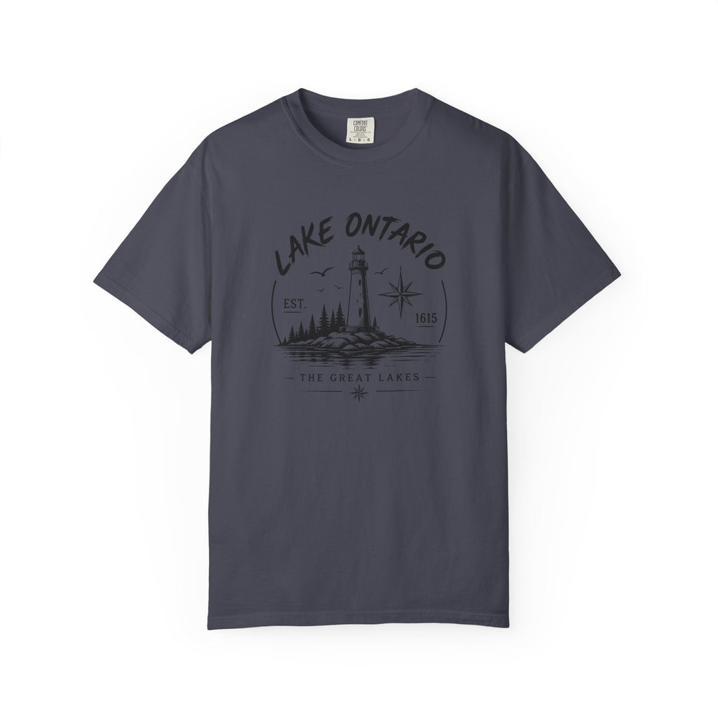 Lake Ontario Lighthouse Tee, Vintage Great Lakes Nautical Print