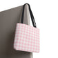 Pastel Pink Gingham Checkered Canvas Everyday Tote