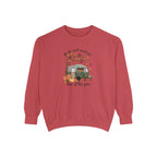 Fall Camper Crewneck with Autumn Cabin Illustration