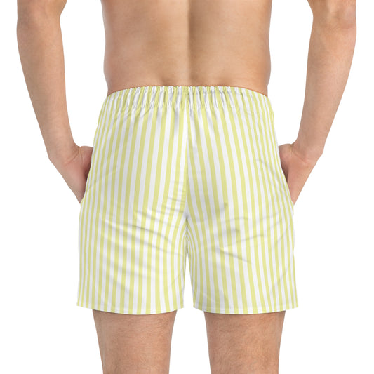 Yellow Stripe Swim Trunks – Men's Summer Beach Shorts
