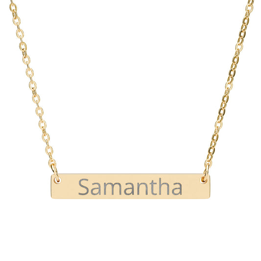 Personalized Horizontal Bar Necklace — Engraved Name Pendant