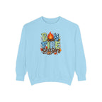 Bonfire Season Pullover with Hand-Drawn Flame Graphic