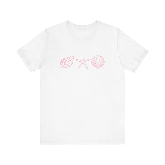Beach Shell Tee — Pink Seashell Trio Graphic T-Shirt