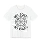 Nautical "My Boat My Rules" Graphic Tee — Captain Wheel Shirt for Boaters